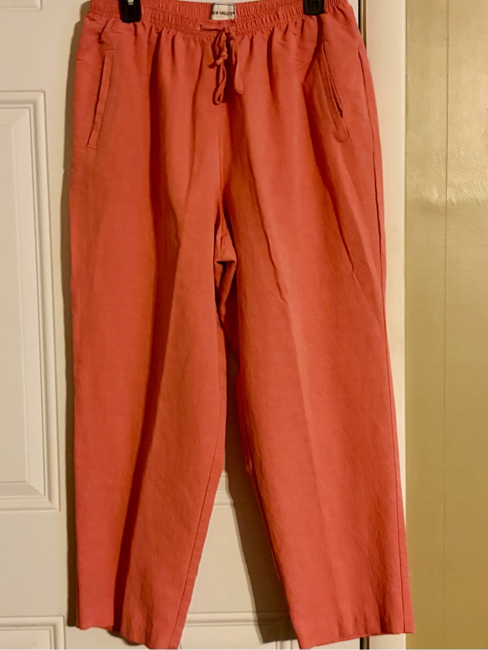 Coral Cropped Drawstring Pants - Unbranded